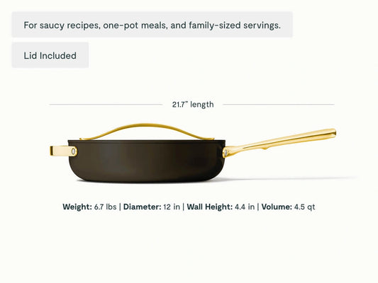 Sauté Pan - 4.5 qt Non-Stick Ceramic Pan With Lid - US 2622