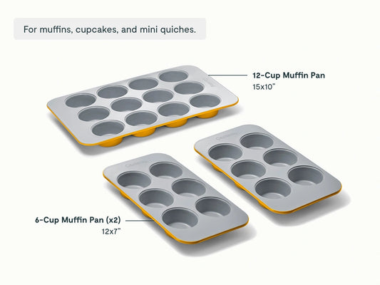 Muffin Pan Trio - 12-Cup & 6-Cup Non-Stick Ceramic Muffin Pans - US 9213