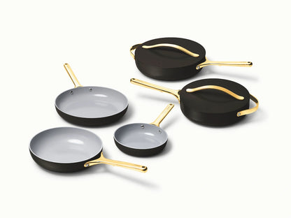 7pc Fry &amp; Sauté Set - 7-Piece Set of Ceramic-Coated Pans With Lids - US 9842