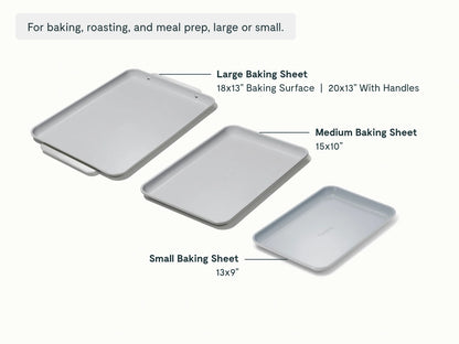 Baking Sheet Trio - 18x13", 15x10" &amp; 13x9” Non-Stick Ceramic Sheets - US 0265
