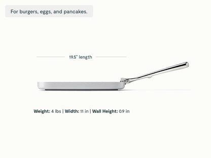 Square Griddle Pan - 11” Non-Stick Ceramic Square Pan - US 8517