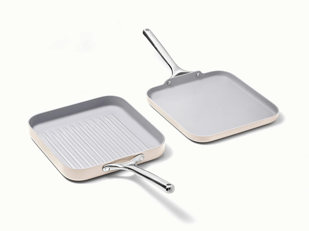 Square Pan Duo - 11” Non-Stick Ceramic Grill &amp; Griddle Pans - US 8983