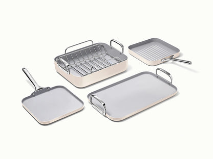 Squareware Set - 7-Piece Set of Ceramic-Coated Pans With Complimentary Storage - US 1498