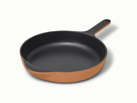 10.5” Enameled Cast Iron Skillet  - 10.5” Skillet perfect for searing meat, baking cornbread, and sautéing. - US 7818