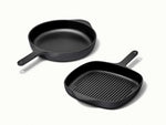 Cast Iron Skillet &amp; Grill Pan Duo - Versatile duo for grilling, searing, and frying with even heat and easy cleanup. - US 3934