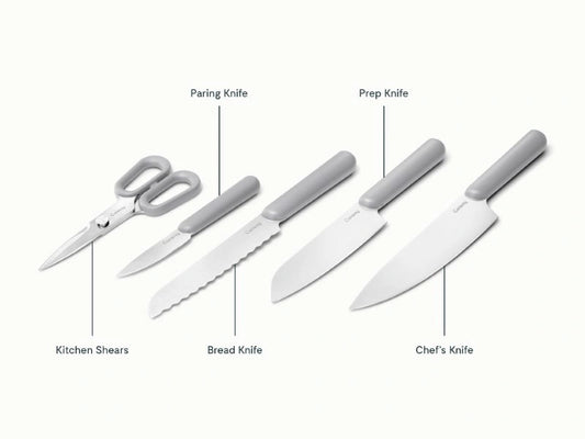 Knife Set - 4 essential knives, made with premium German stainless steel, and a pair of shears. - US 7799