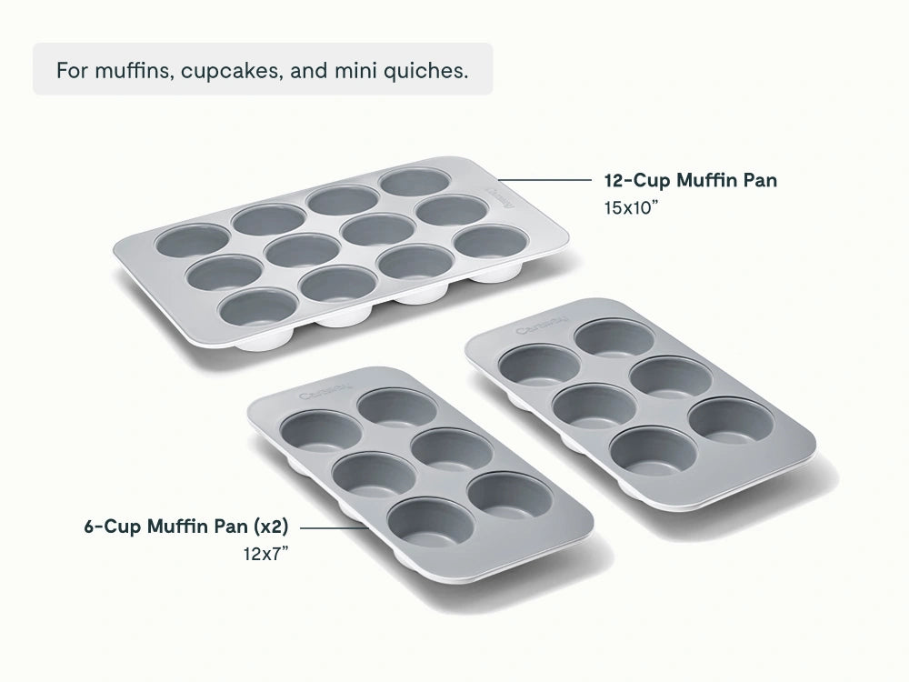 Muffin Pan Trio - 12-Cup &amp; 6-Cup Non-Stick Ceramic Muffin Pans - US 0384